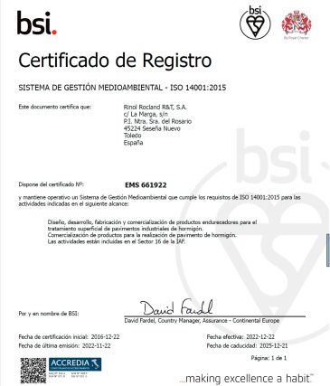 Rinol Rocland RyT en - ISO 14001:2015